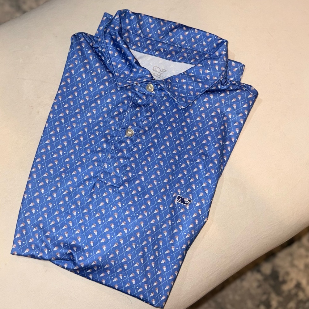Vineyard Vines Lacrosse Men's Blue Patterned Polo Shirt